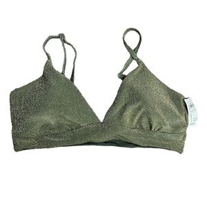 Aerie Real Good Triangle Metallic Bikini Top